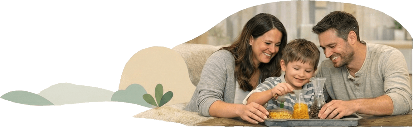 Parents playing with child